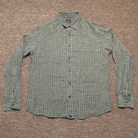 UNTUCKit Other - UNTUCKit Shirt Men's Large Slim Fit 100%‎ Linen Gray Long Sleeve Button Plaid